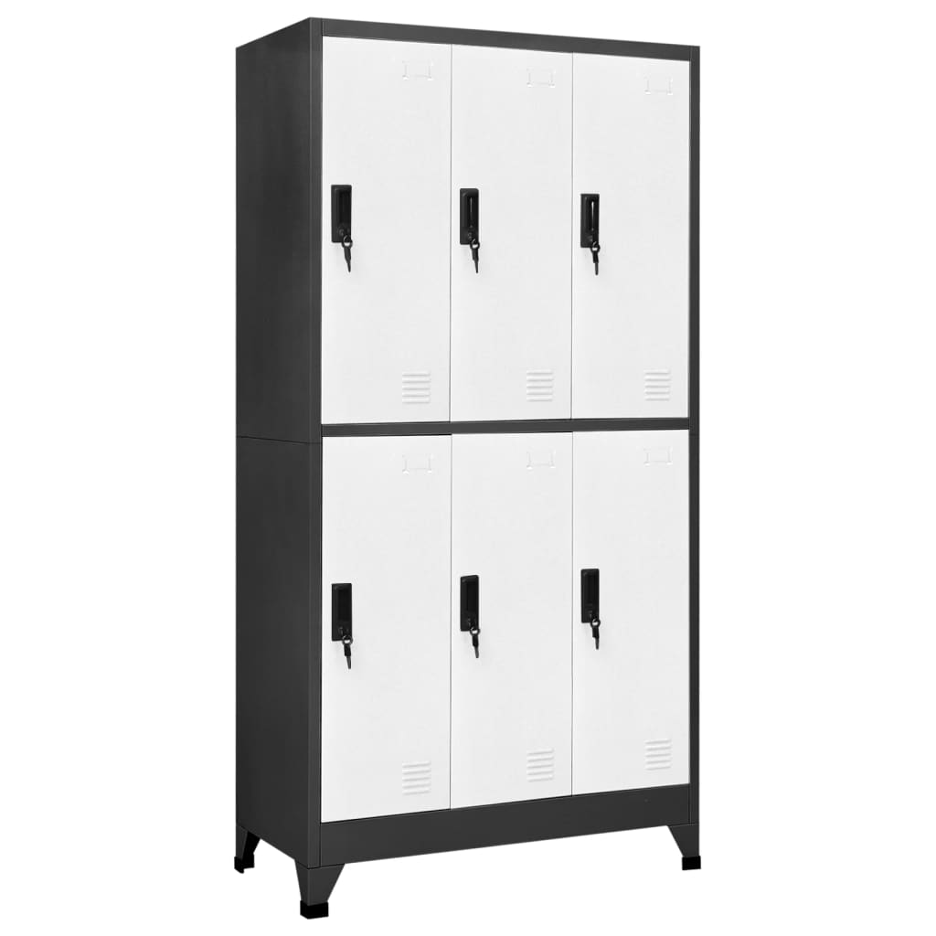 vidaXL Lockerkast met 6 vakken 90x45x180 cm staal grijs