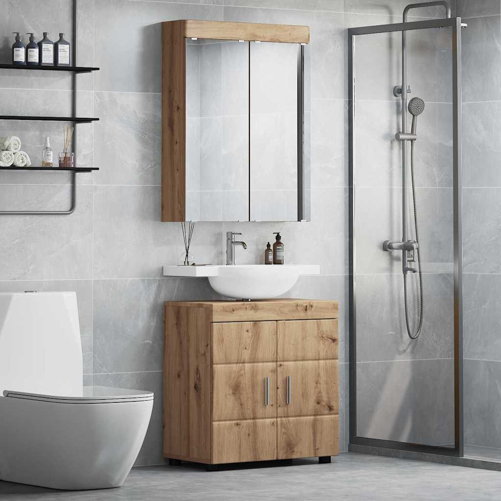 vidaXL Badkamermeubel Set TULUM 2 pcs Wit 60 x 34 x 63 cm Bewerkt hout