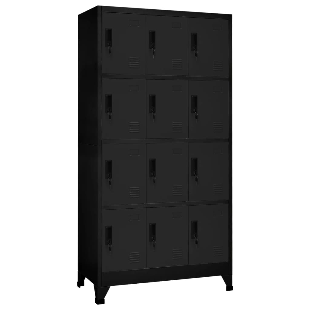 vidaXL Lockerkast met 6 vakken 90x45x180 cm staal grijs
