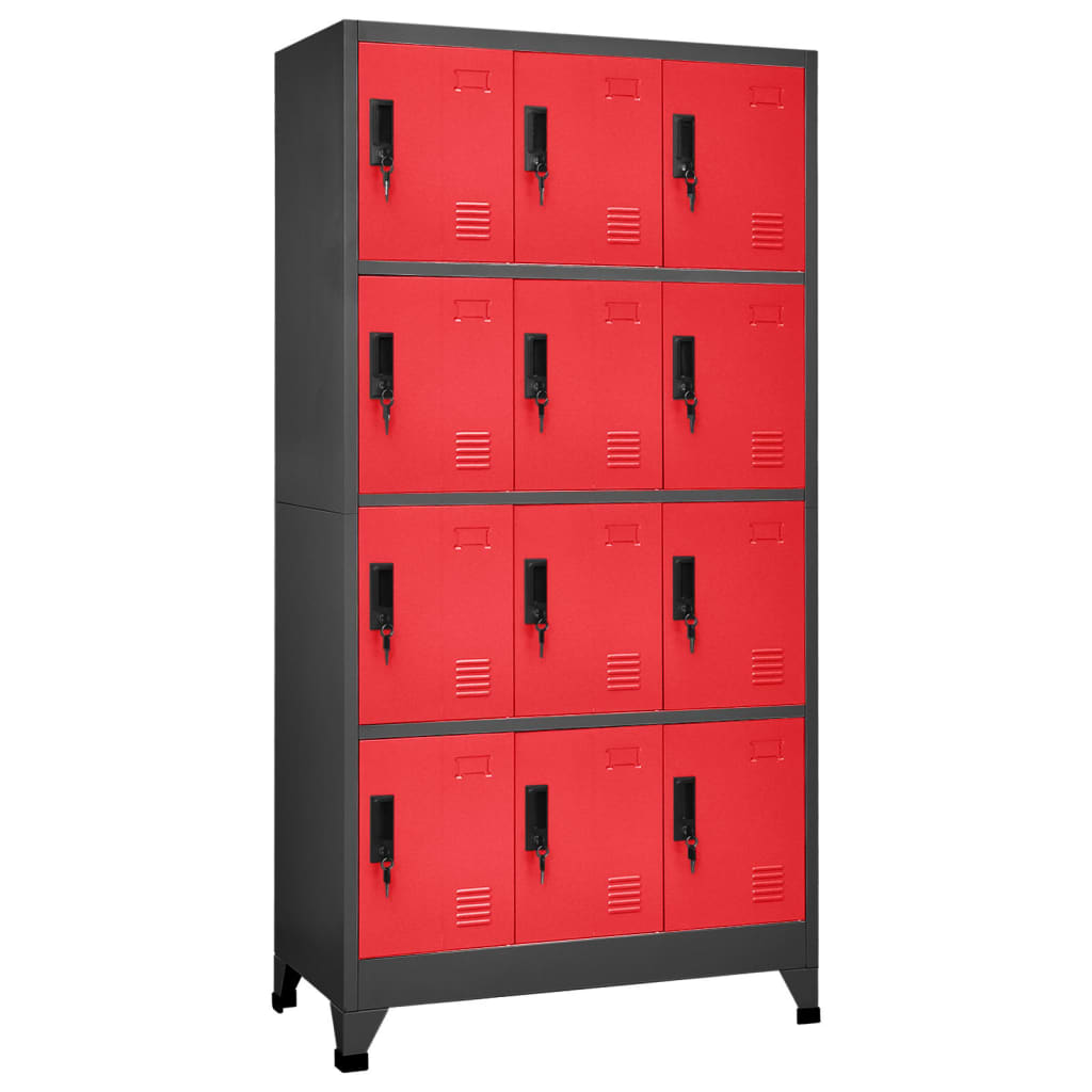 vidaXL Lockerkast met 6 vakken 90x45x180 cm staal grijs