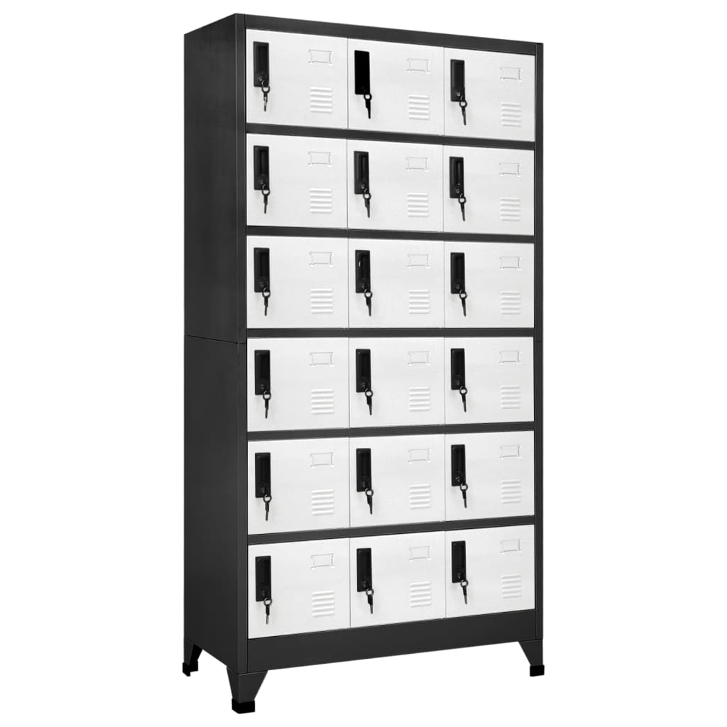 vidaXL Lockerkast met 6 vakken 90x45x180 cm staal grijs
