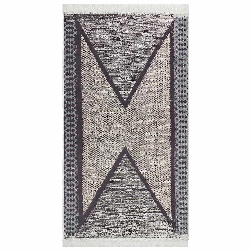vidaXL Vloerkleed 120x180 cm katoen zwart en grijs