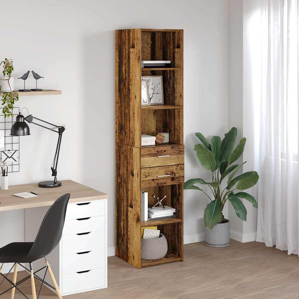 vidaXL Highboard met lade Oud Hout 40 x 42,5 x 185 cm Bewerkt hout