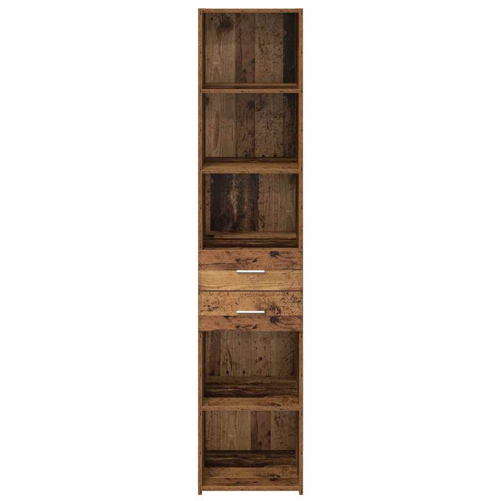 vidaXL Highboard met lade Oud Hout 40 x 42,5 x 185 cm Bewerkt hout