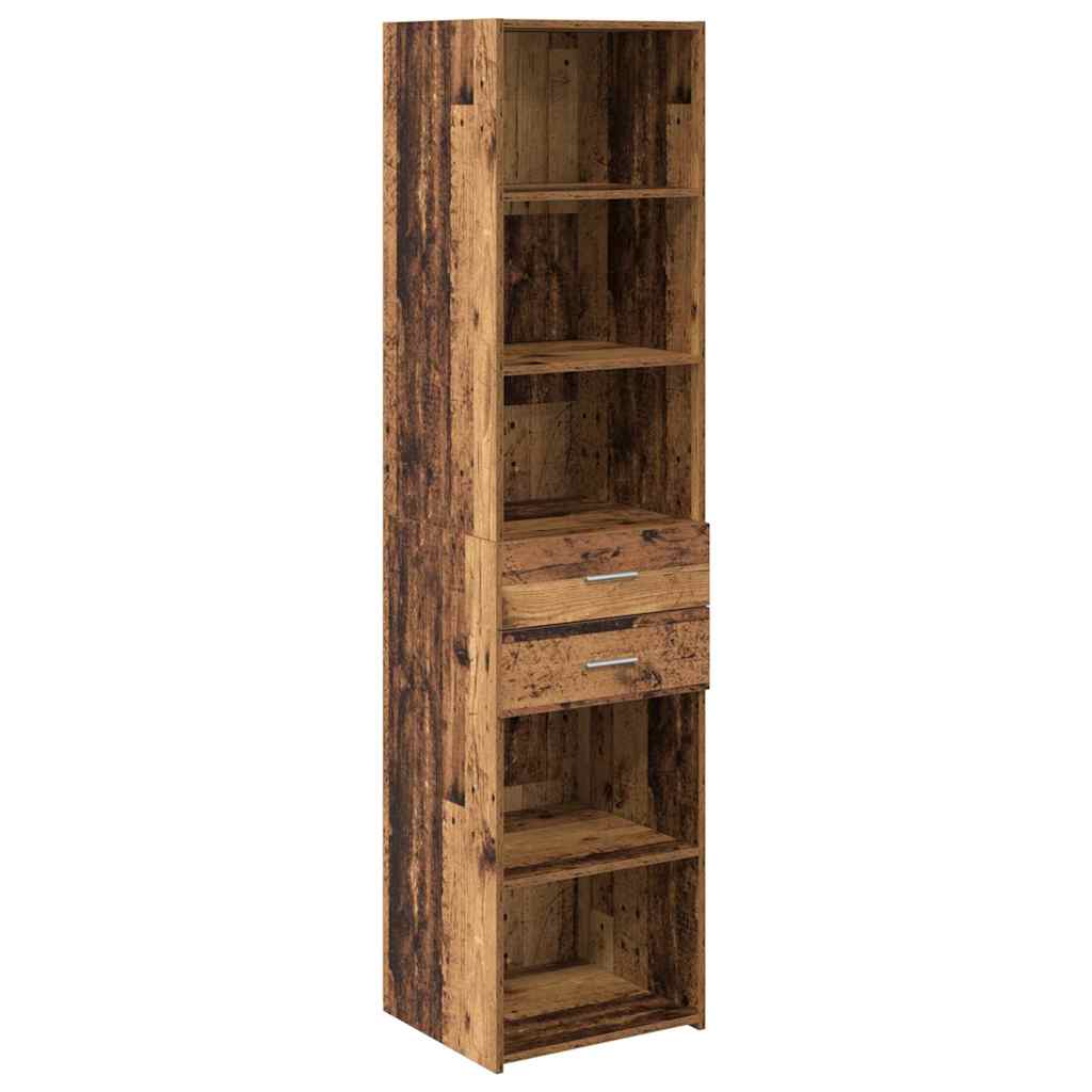 vidaXL Highboard met lade Oud Hout 45 x 42,5 x 185 cm Bewerkt hout