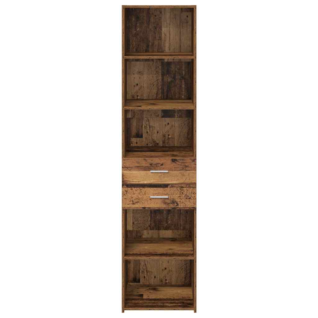 vidaXL Highboard met lade Oud Hout 45 x 42,5 x 185 cm Bewerkt hout