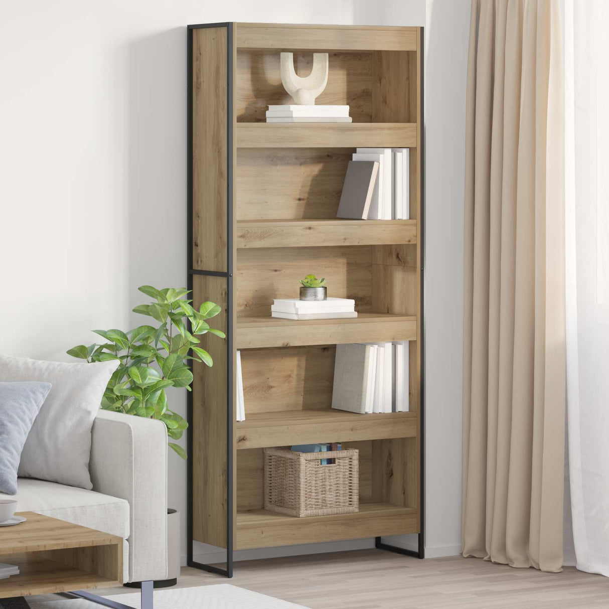 vidaXL Bookcase 2 pcs Black Oak 80 x 30 x 155 cm Engineered wood