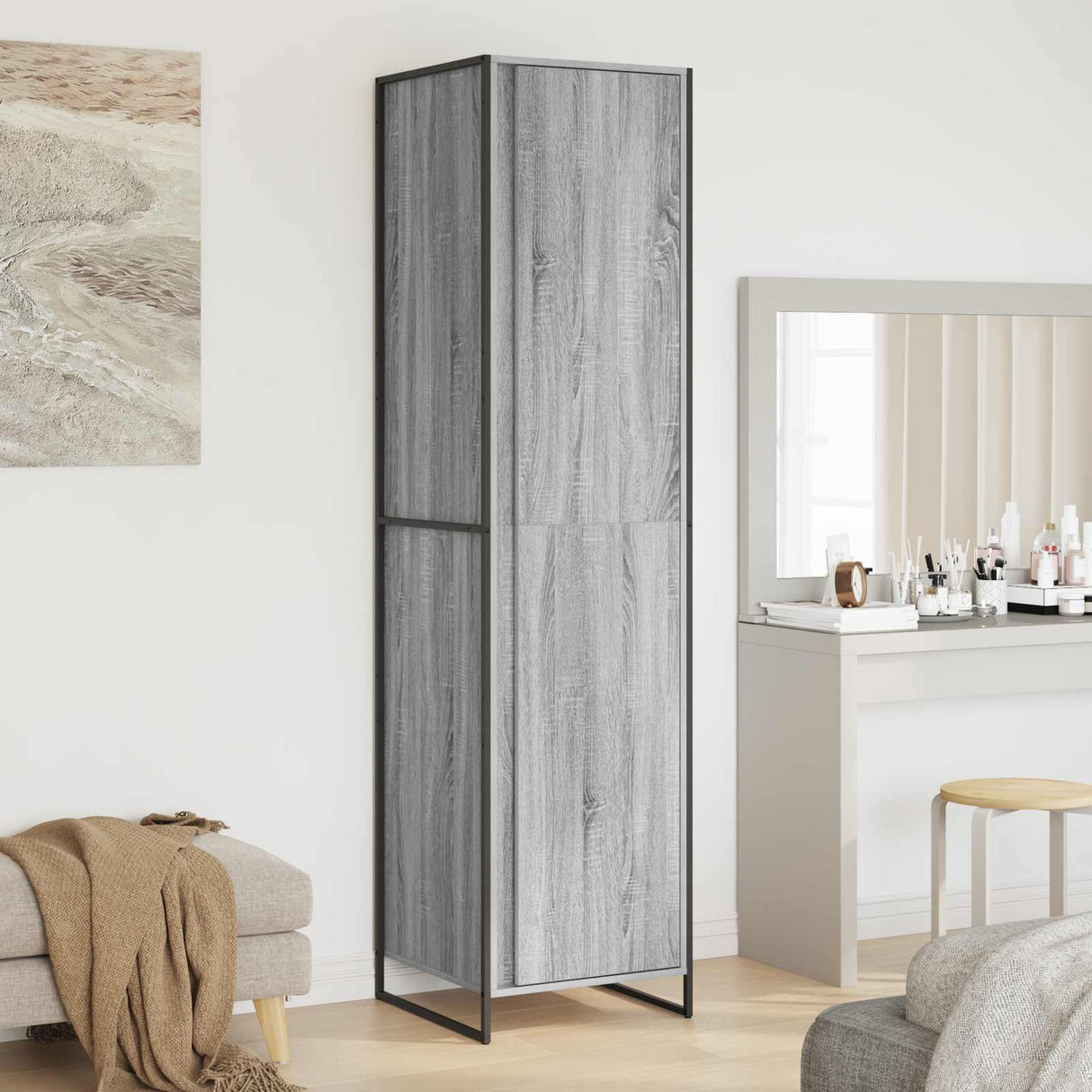 vidaXL Storage Cabinet 2 pcs Black Oak 50 x 50 x 200 cm Engineered wood