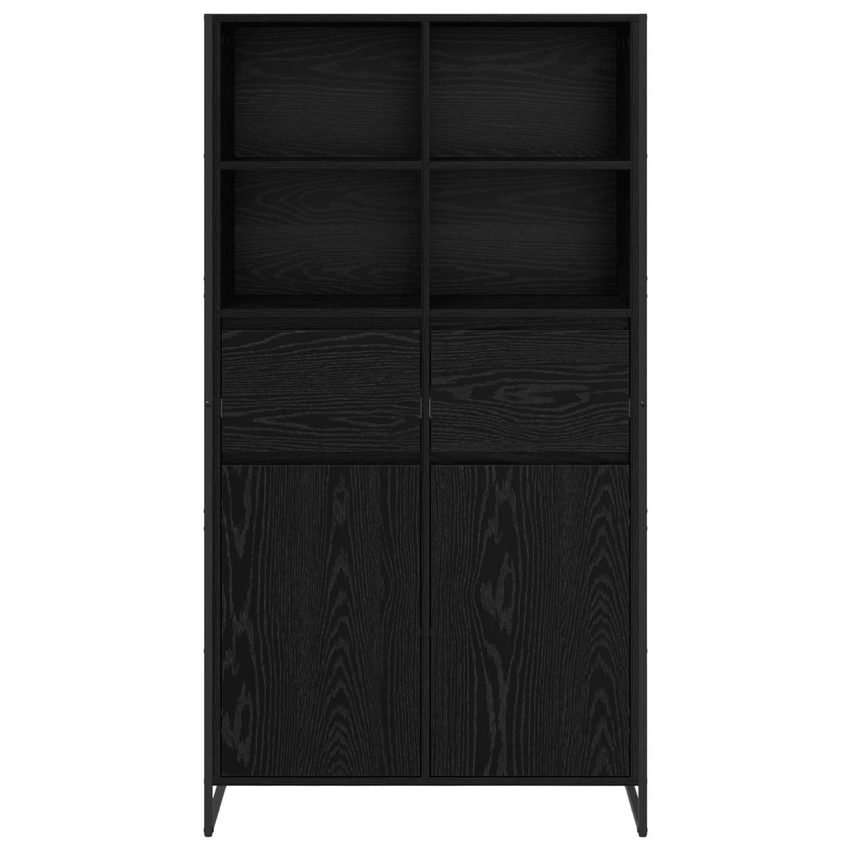 vidaXL Dressoir 2 pcs Zwart Eiken 81 x 36 x 150.5 cm Bewerkt hout