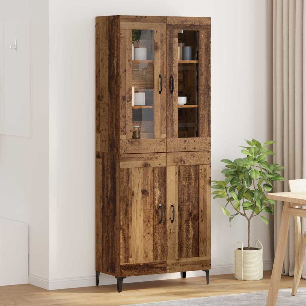 vidaXL Highboard Oud Hout 69,5 x 34 x 180 cm Bewerkt hout