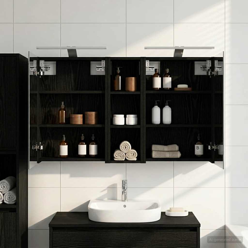 vidaXL Badkamerkast set met plank 3 pcs 80 x 10,5 x 50 cm Bewerkt hout