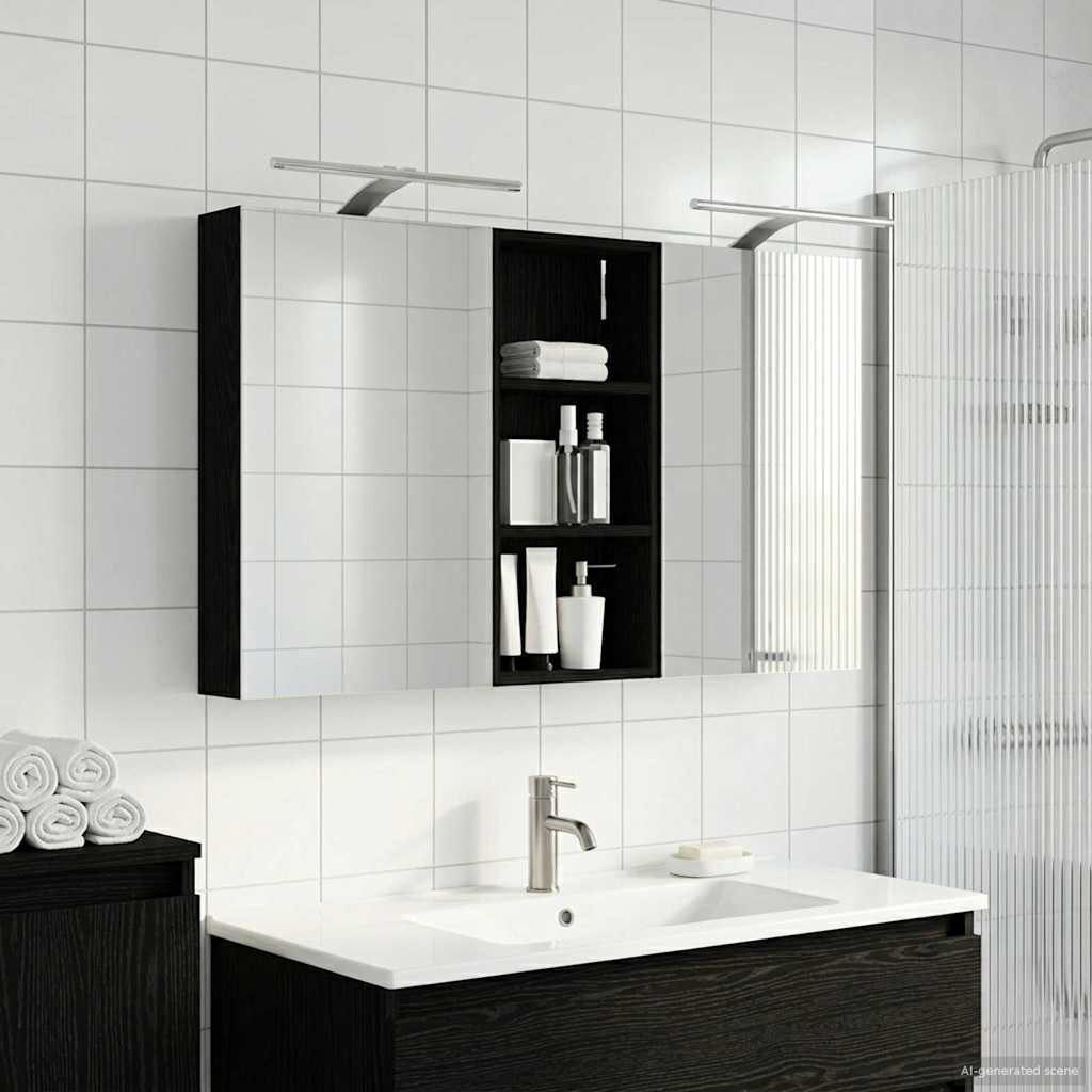 vidaXL Badkamerkast set met plank 3 pcs 80 x 10,5 x 50 cm Bewerkt hout