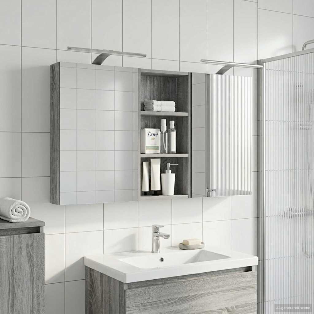 vidaXL Badkamerkast set met plank 3 pcs 80 x 10,5 x 50 cm Bewerkt hout