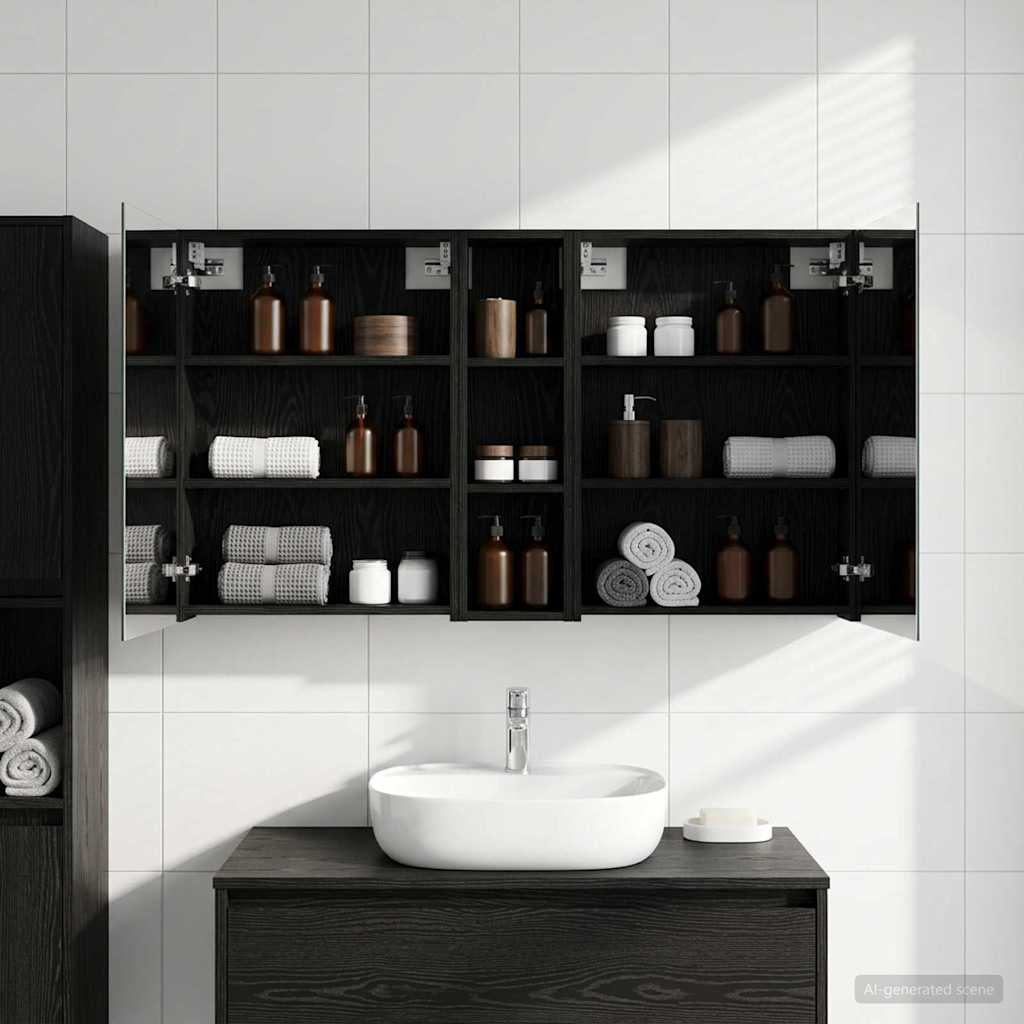vidaXL Badkamerkast set met plank 3 pcs 80 x 10,5 x 50 cm Bewerkt hout