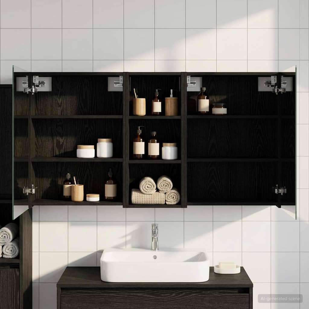 vidaXL Badkamerkast set met plank 3 pcs 80 x 10,5 x 50 cm Bewerkt hout