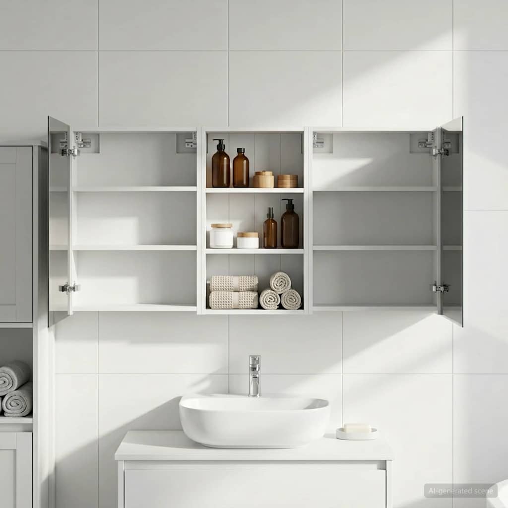 vidaXL Badkamerkast set met plank 3 pcs 80 x 10,5 x 50 cm Bewerkt hout