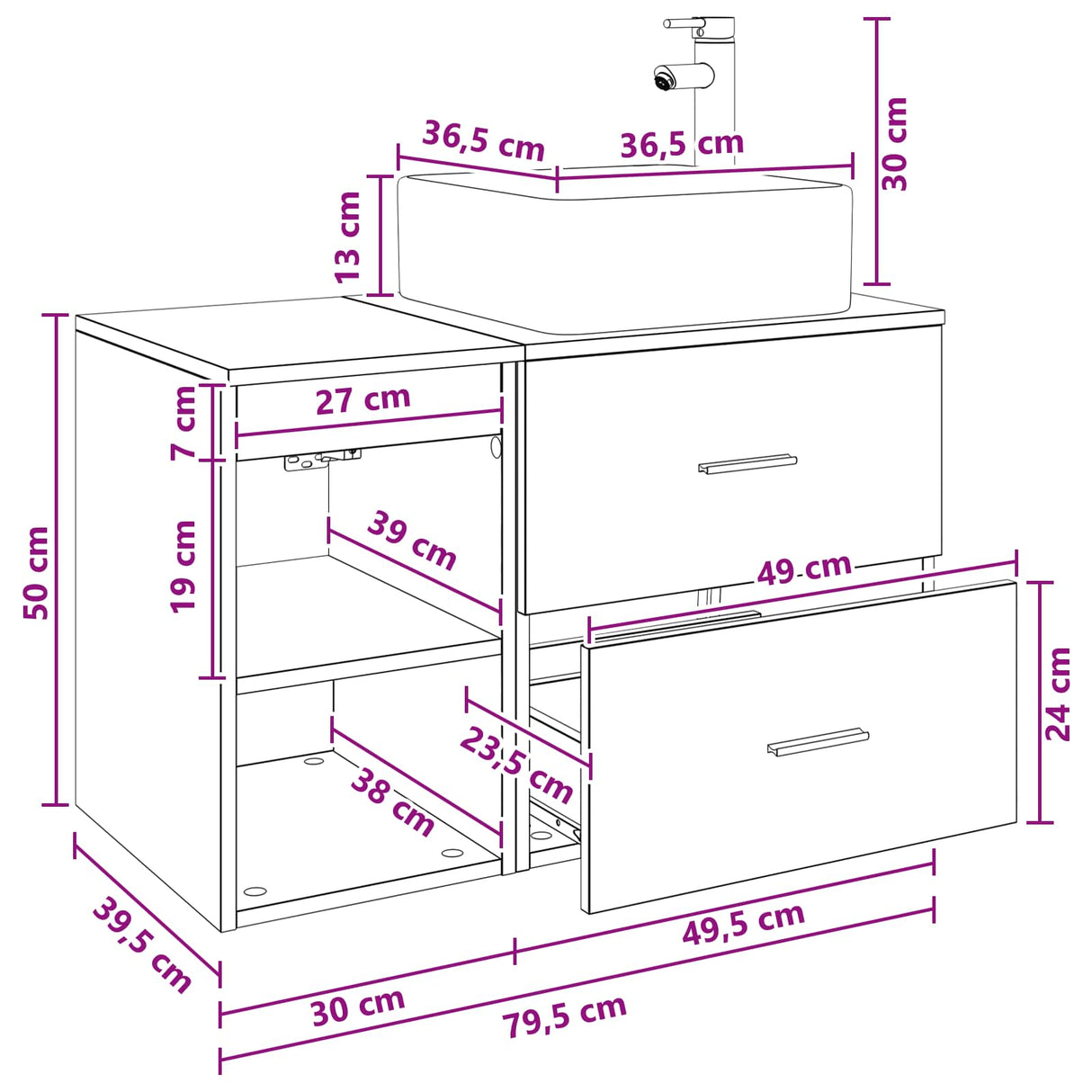 vidaXL Badkamermeubel Set 2 pcs Wit Bewerkt hout