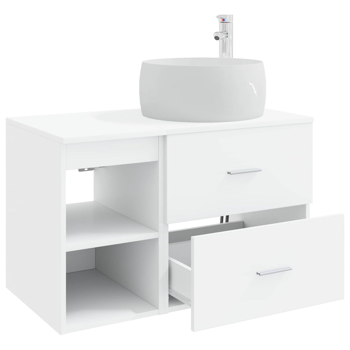 vidaXL Badkamermeubel Set 2 pcs Wit Bewerkt hout