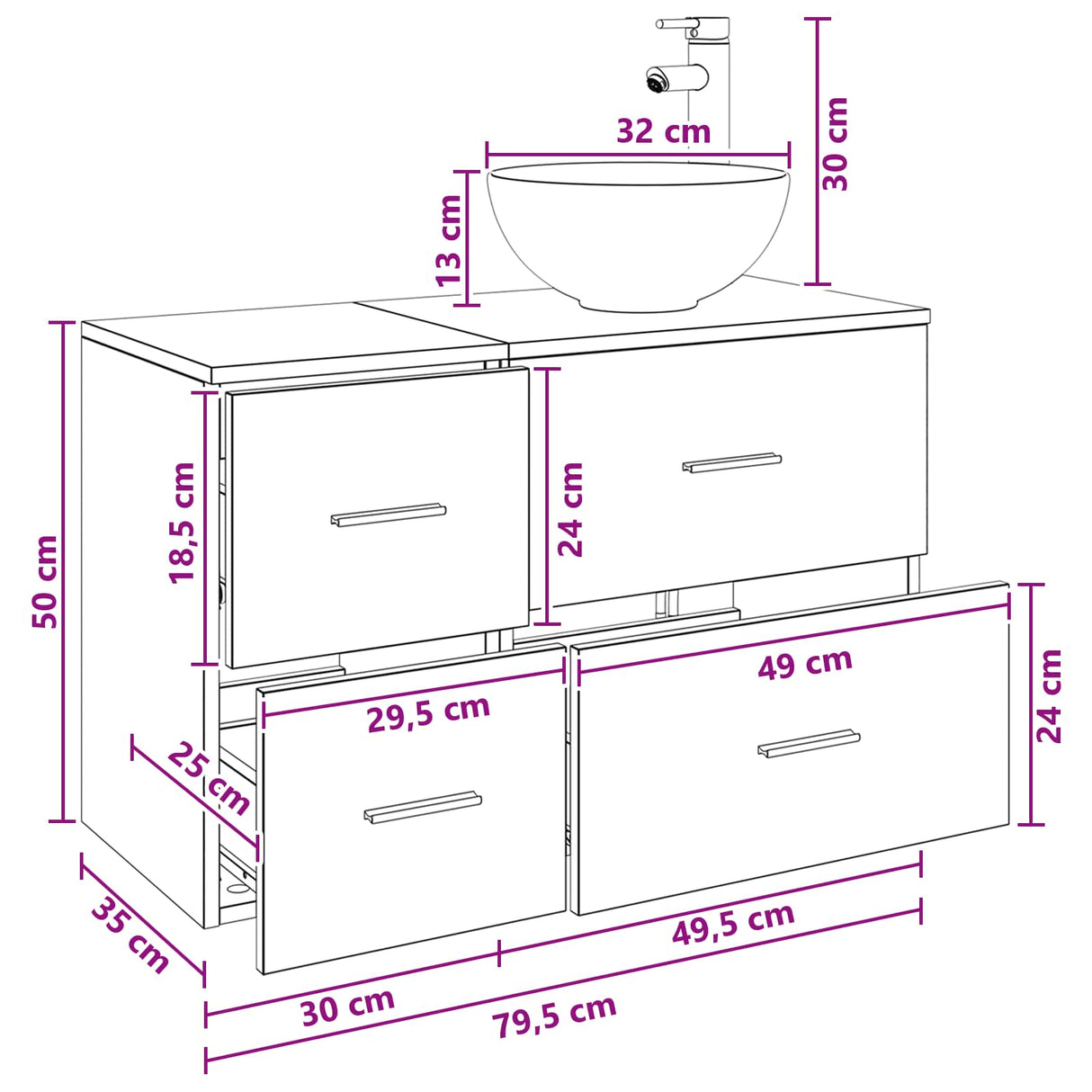 vidaXL Badkamermeubel Set 2 pcs Wit Bewerkt hout