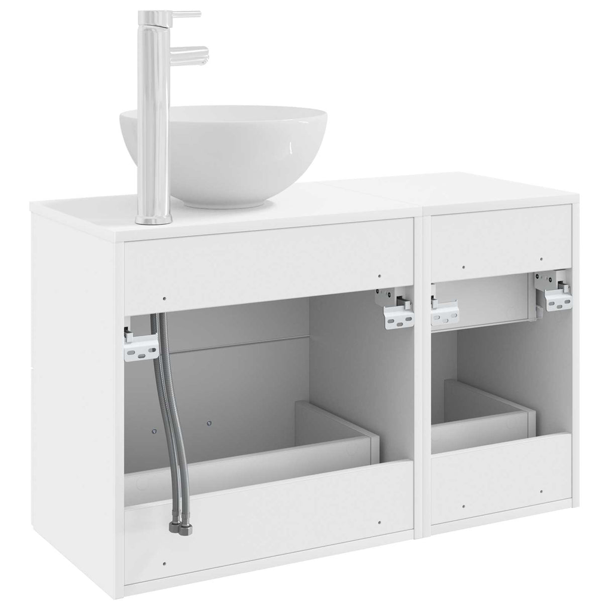 vidaXL Badkamermeubel Set 2 pcs Wit Bewerkt hout