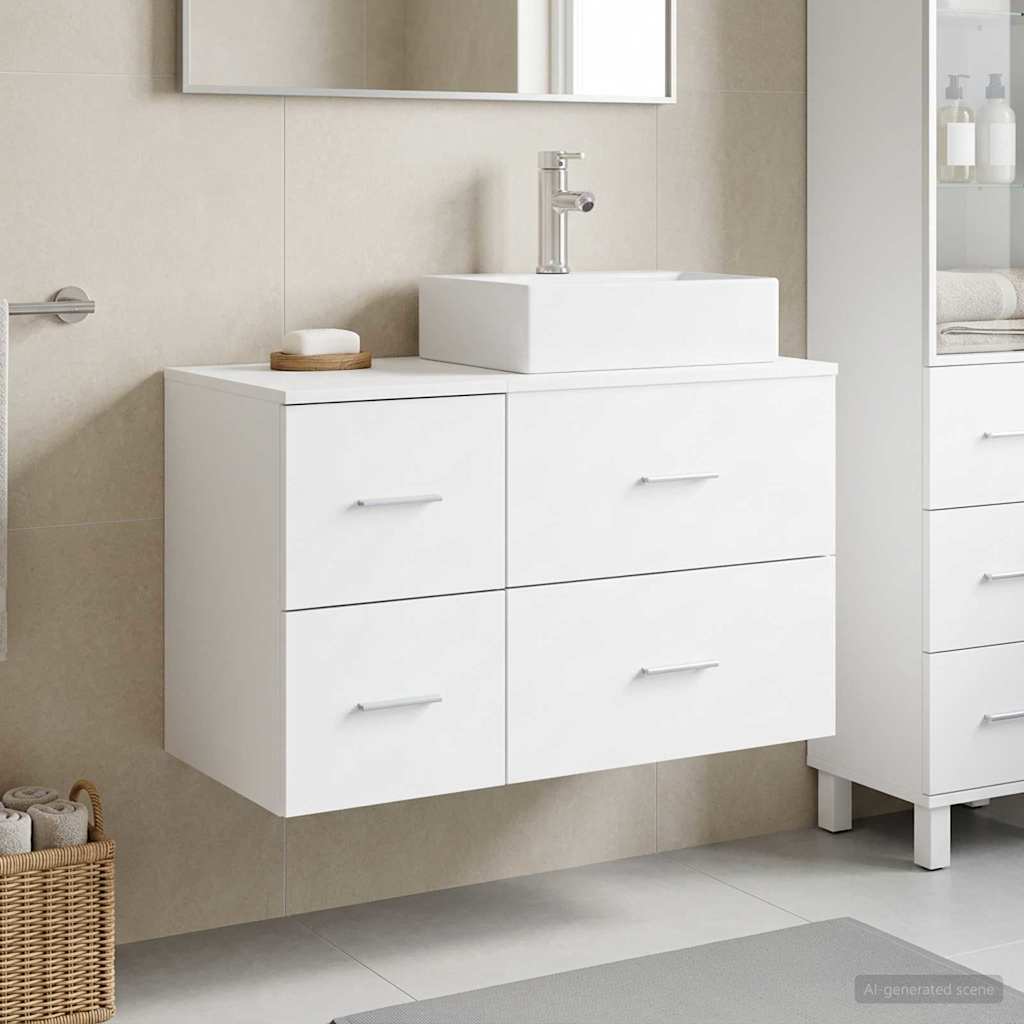 vidaXL Badkamermeubel Set 2 st Wit Bewerkt hout