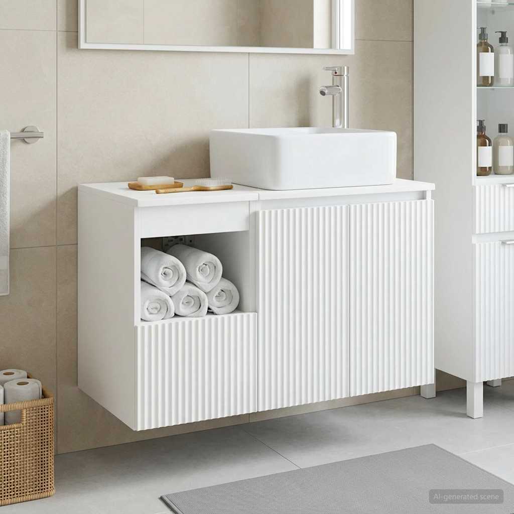 vidaXL Badkamermeubel Set 2 st Wit Bewerkt hout