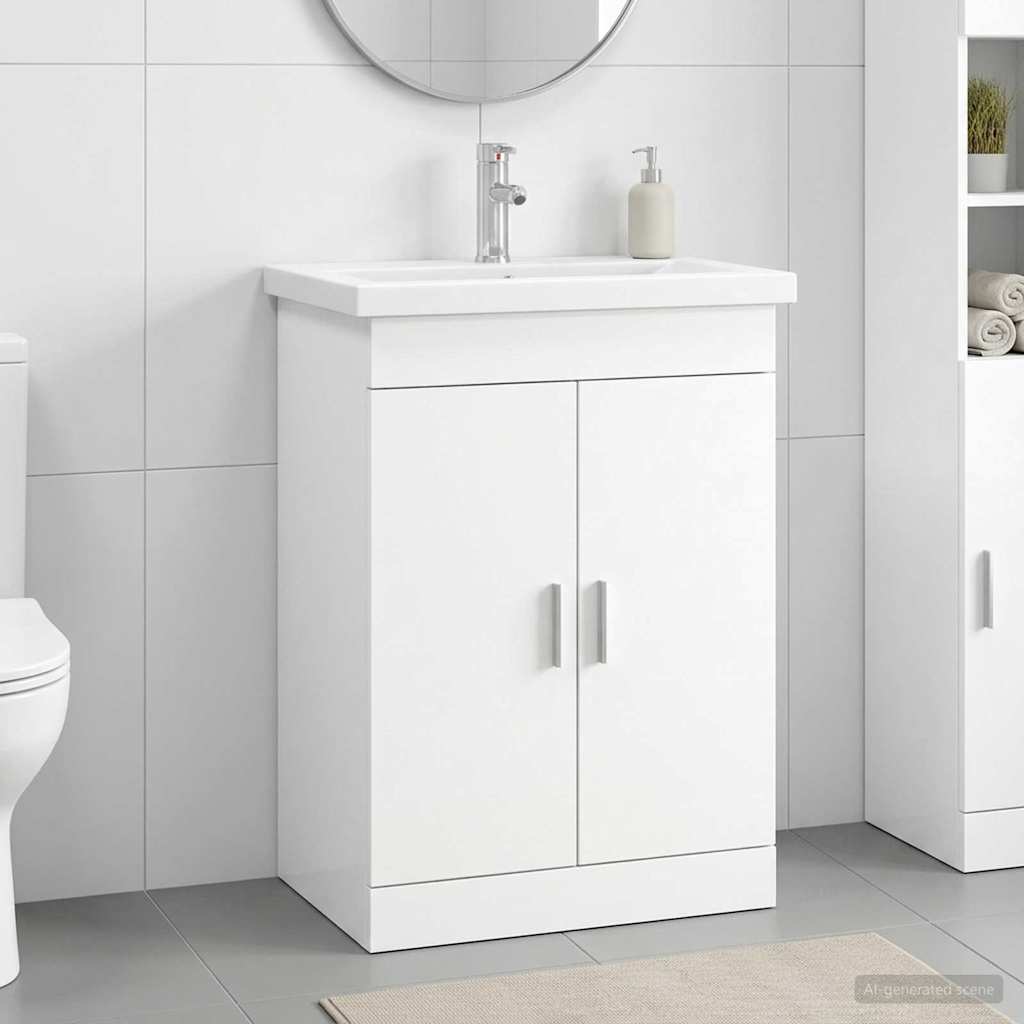 vidaXL Bathroom Cabinet Set White 61 x 40 x 84.5 cm Engineered Wood