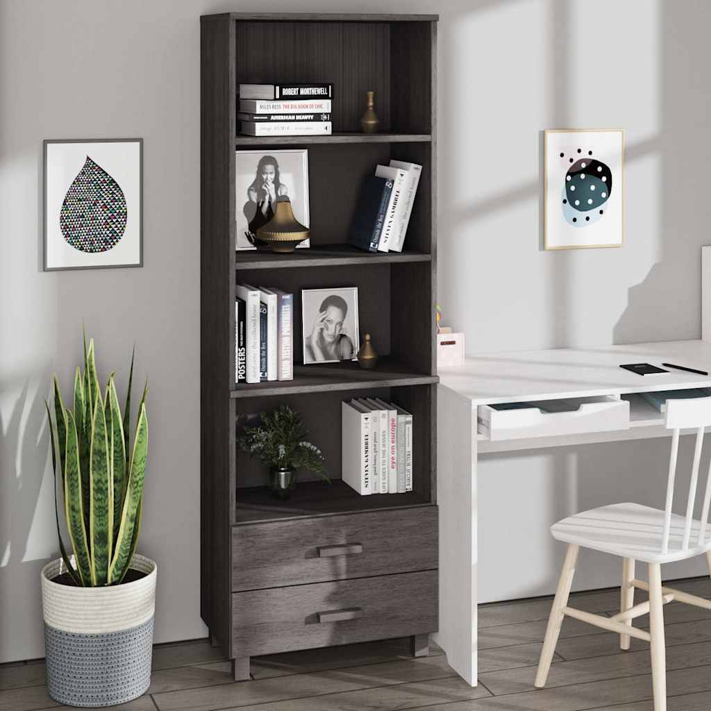 vidaXL Hoge kast HAMAR 60x35x180 cm massief grenenhout honingbruin