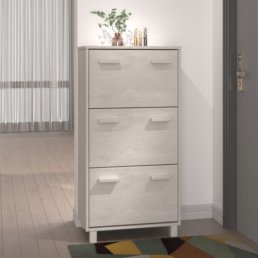 vidaXL Shoe Cabinet HAMAR 59.5x35x117 cm Solid Pine Wood Honey Brown