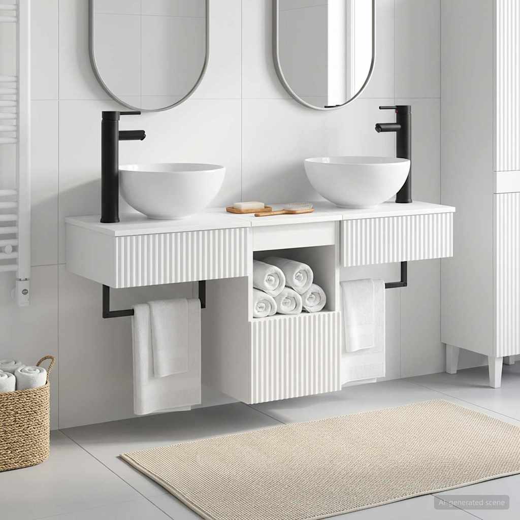 vidaXL Badkamermeubel Set 3 st Wit Bewerkt hout