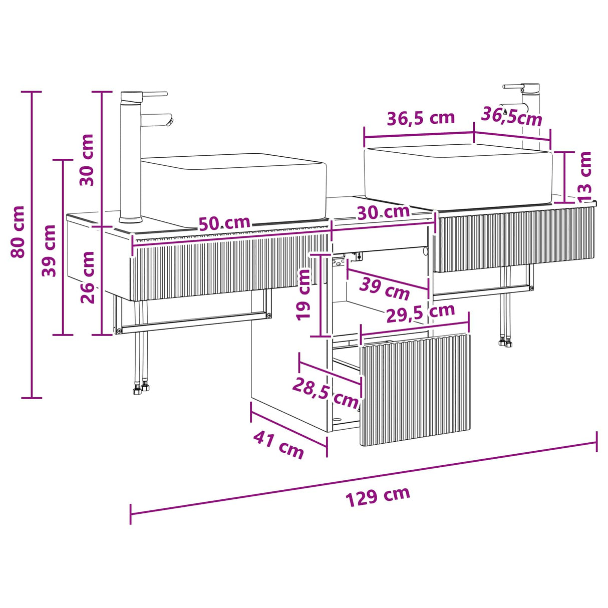 vidaXL Badkamermeubel Set 3 st Wit Bewerkt hout