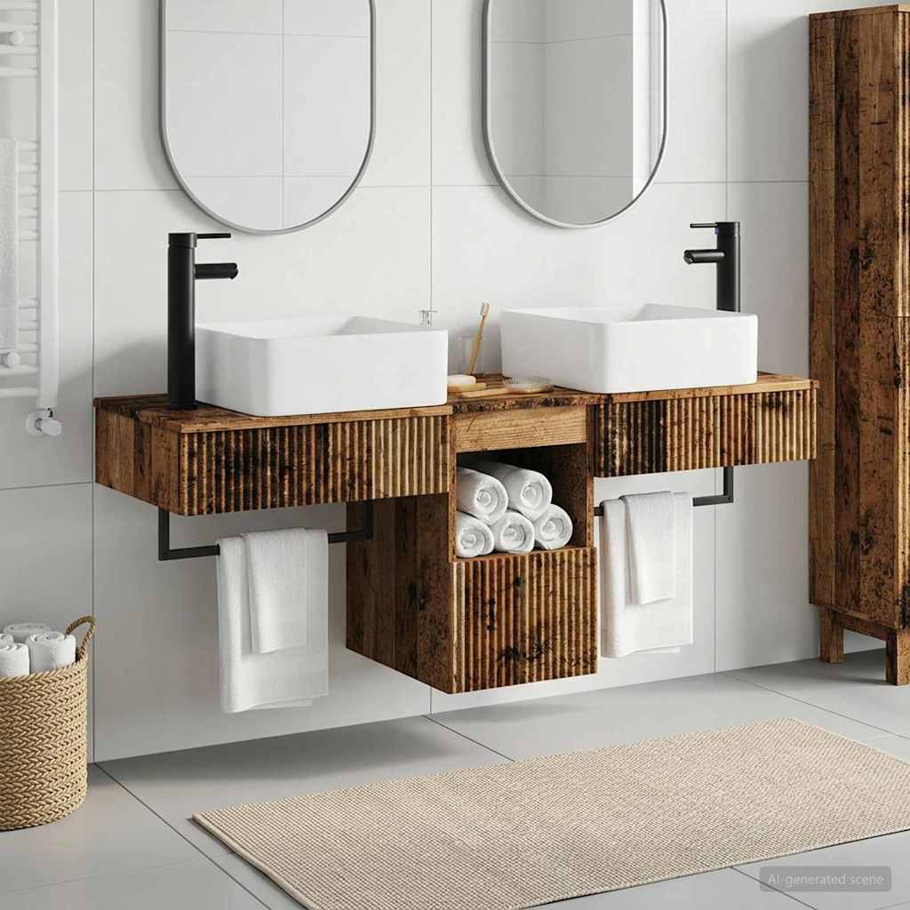 vidaXL Badkamermeubel Set 3 st Wit Bewerkt hout
