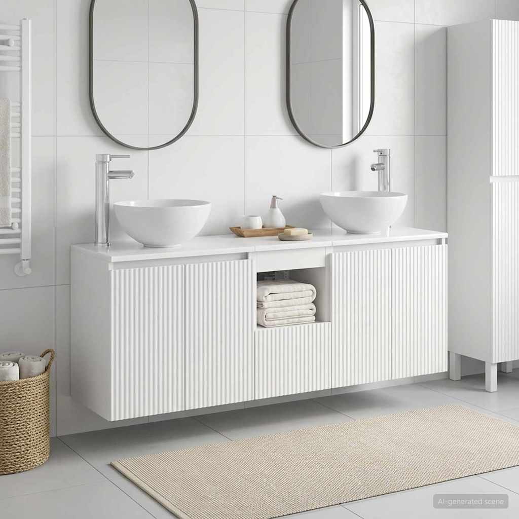 vidaXL Badkamerkast set 3 st Wit 49,5 x 35 x 63 cm Bewerkt hout