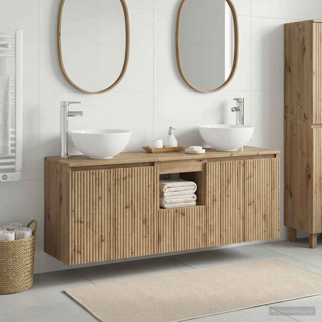 vidaXL Badkamerkast set 3 st Wit 49,5 x 35 x 63 cm Bewerkt hout