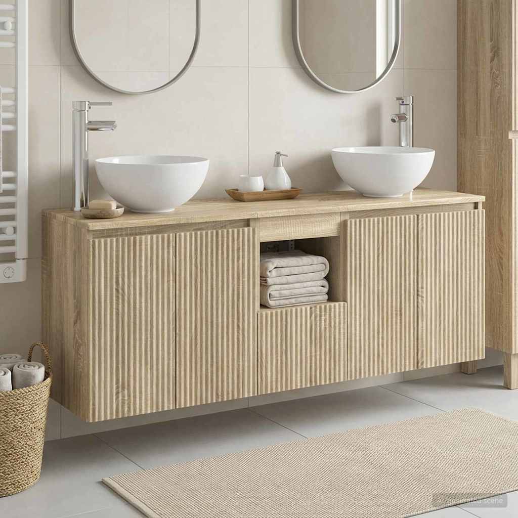 vidaXL Badkamerkast set 3 st Wit 49,5 x 41 x 64,5 cm Bewerkt hout