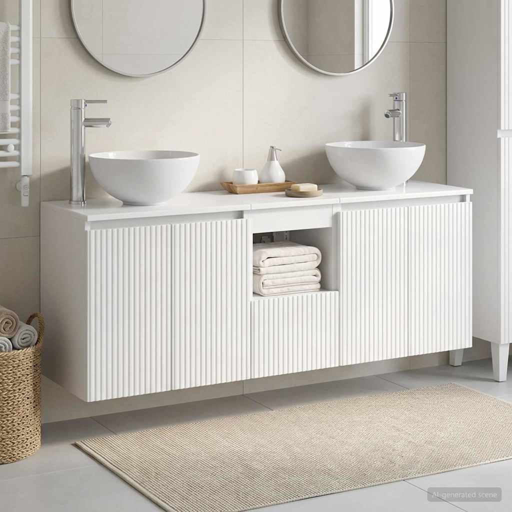 vidaXL Badkamerkast set 3 st Wit 49,5 x 41 x 64,5 cm Bewerkt hout