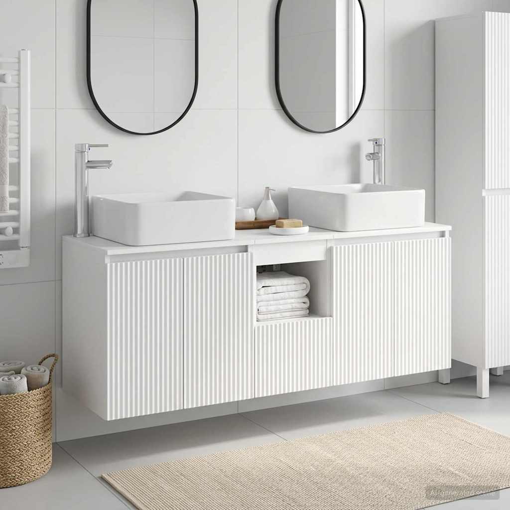 vidaXL Badkamerkast set 3 st Wit 49,5 x 41 x 63 cm Bewerkt hout