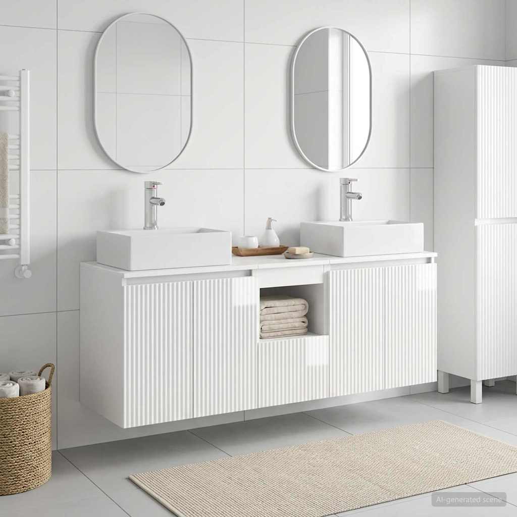 vidaXL Badkamerkast set 3 st Wit 49,5 x 41 x 62,5 cm Bewerkt hout