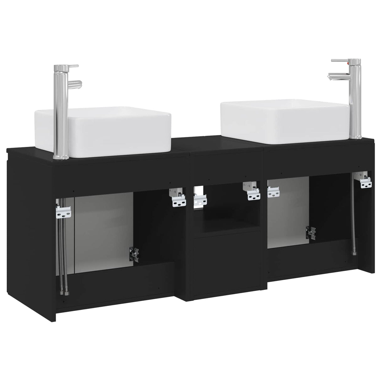 vidaXL Badkamerkast set 3 st Wit 53 x 35 x 63 cm Bewerkt hout