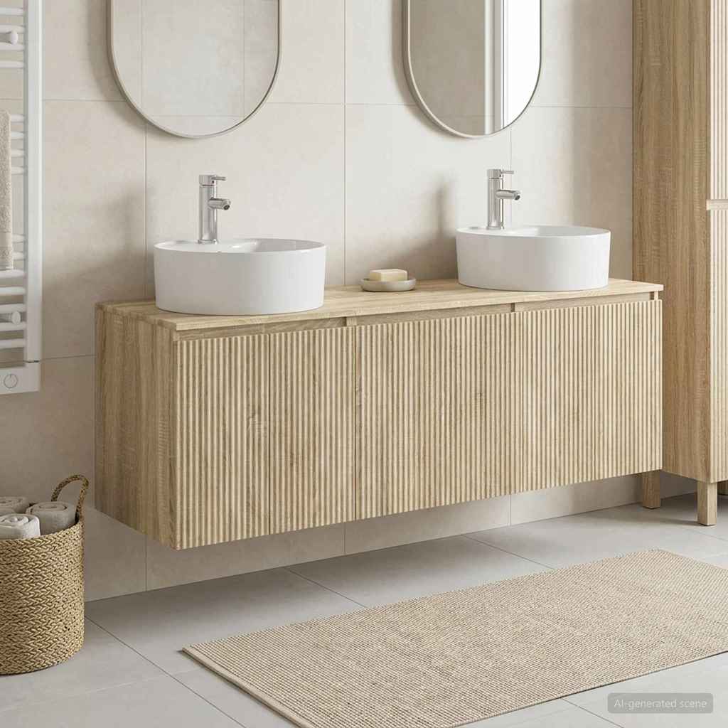 vidaXL Badkamerkast set 3 st Wit 49,5 x 44,5 x 65 cm Bewerkt hout