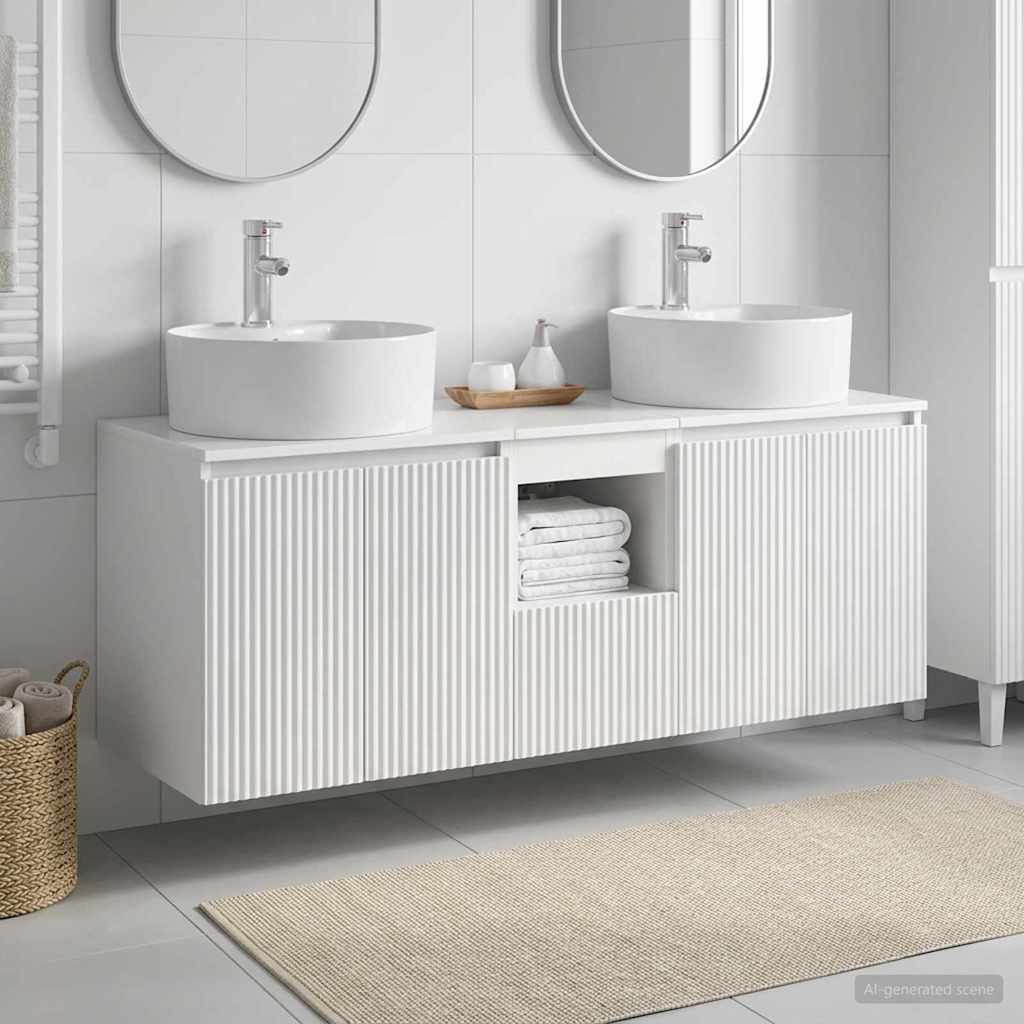 vidaXL Badkamerkast set 3 st Wit 49,5 x 44,5 x 65 cm Bewerkt hout