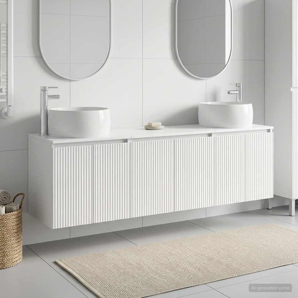 vidaXL Badkamerkast set 3 st Wit 49,5 x 44,5 x 66 cm Bewerkt hout