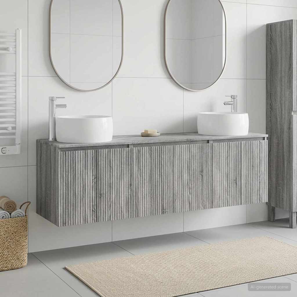 vidaXL Badkamerkast set 3 st Wit 49,5 x 44,5 x 66 cm Bewerkt hout
