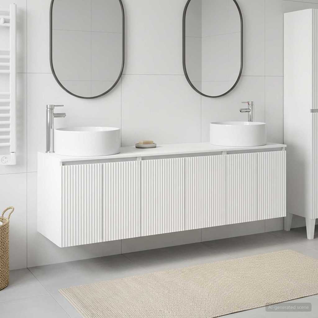 vidaXL Badkamerkast set 3 st Wit 49,5 x 44,5 x 65,5 cm Bewerkt hout