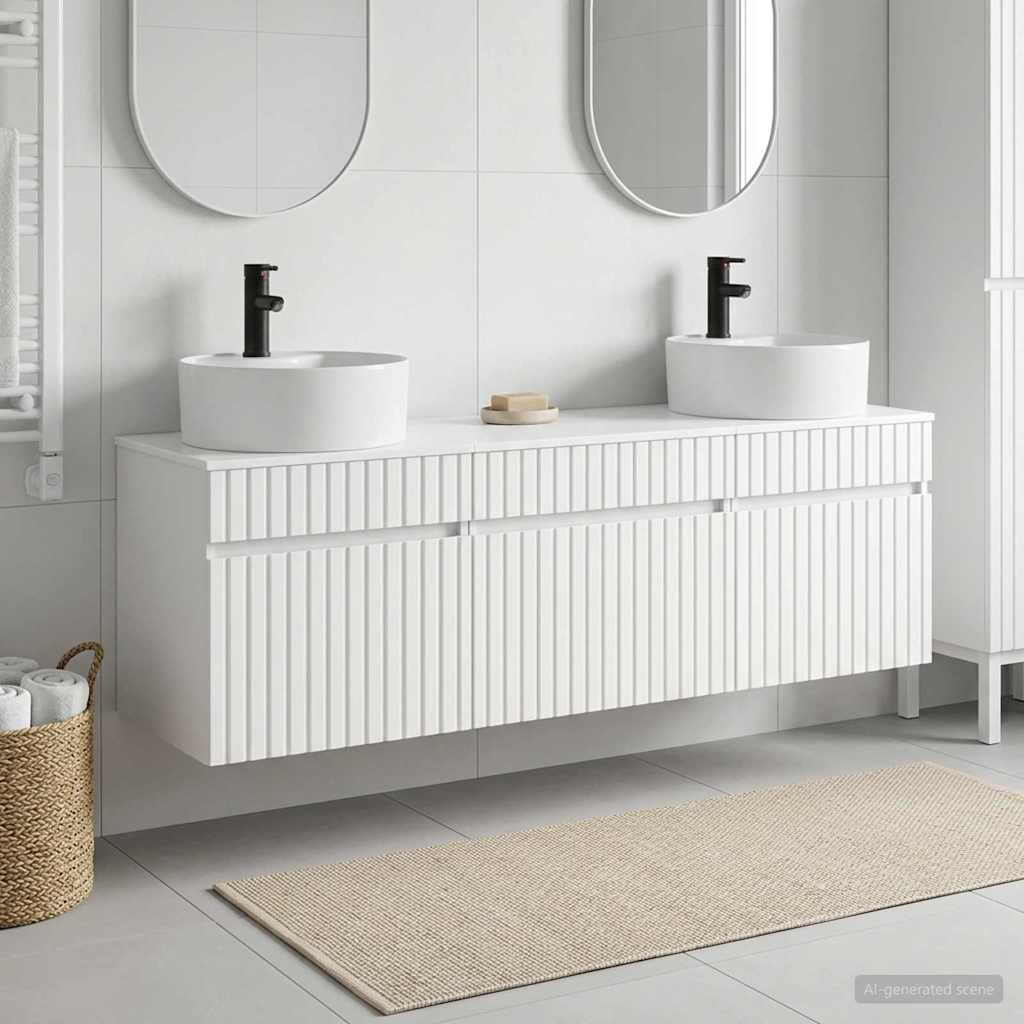 vidaXL Badkamerkast set 3 st Wit 49 x 44,5 x 65 cm Bewerkt hout