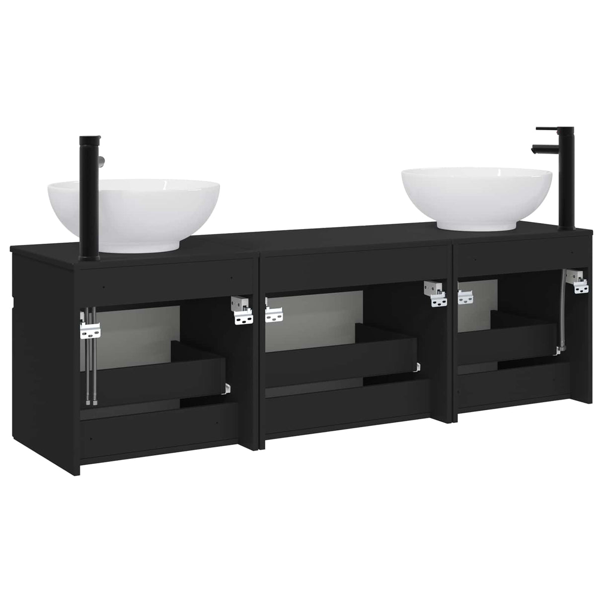 vidaXL Badkamerkast set 3 st Wit 49 x 44,5 x 66,5 cm Bewerkt hout