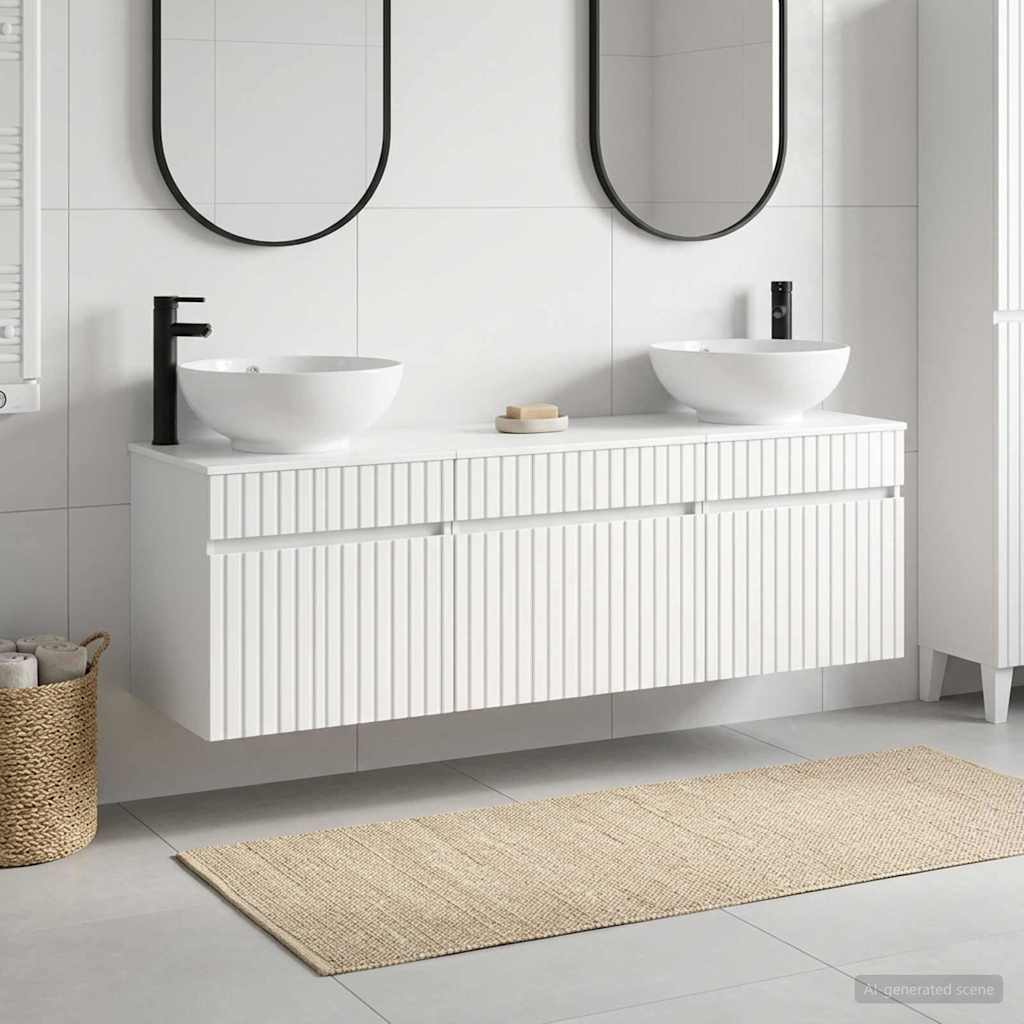 vidaXL Badkamerkast set 3 st Wit 49 x 44,5 x 66,5 cm Bewerkt hout