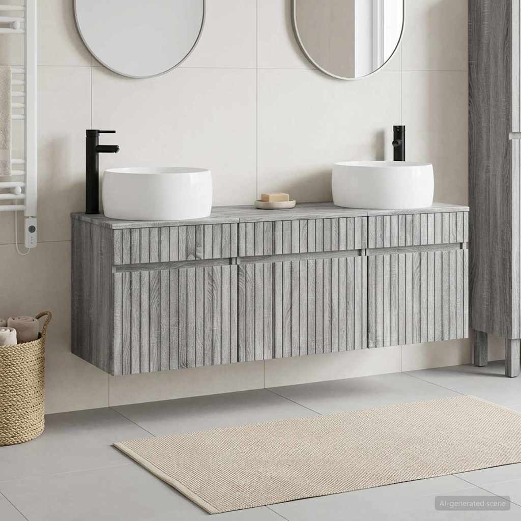 vidaXL Badkamerkast set 3 st Wit 49 x 44,5 x 66 cm Bewerkt hout