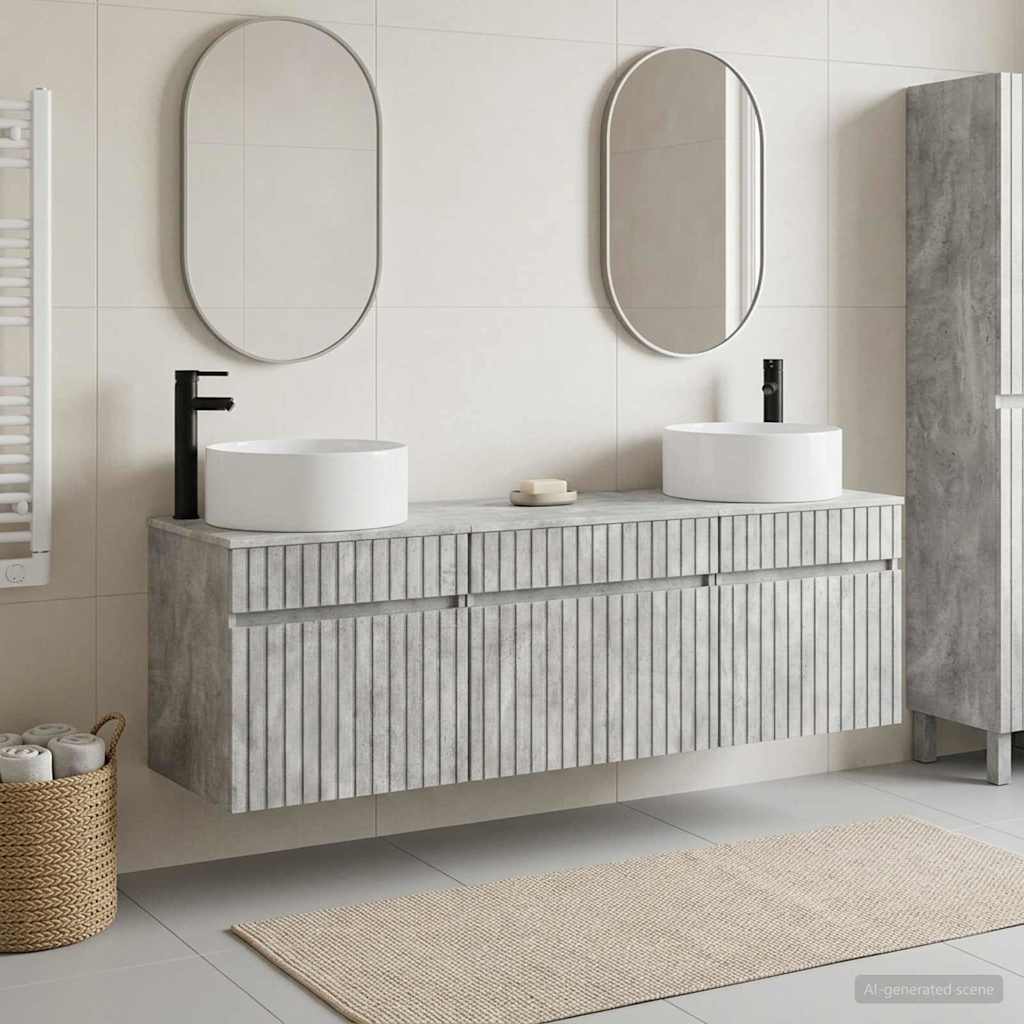 vidaXL Badkamerkast set 3 st Wit 49 x 44,5 x 65,5 cm Bewerkt hout