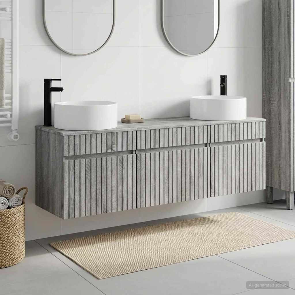 vidaXL Badkamerkast set 3 st Wit 49 x 44,5 x 65,5 cm Bewerkt hout